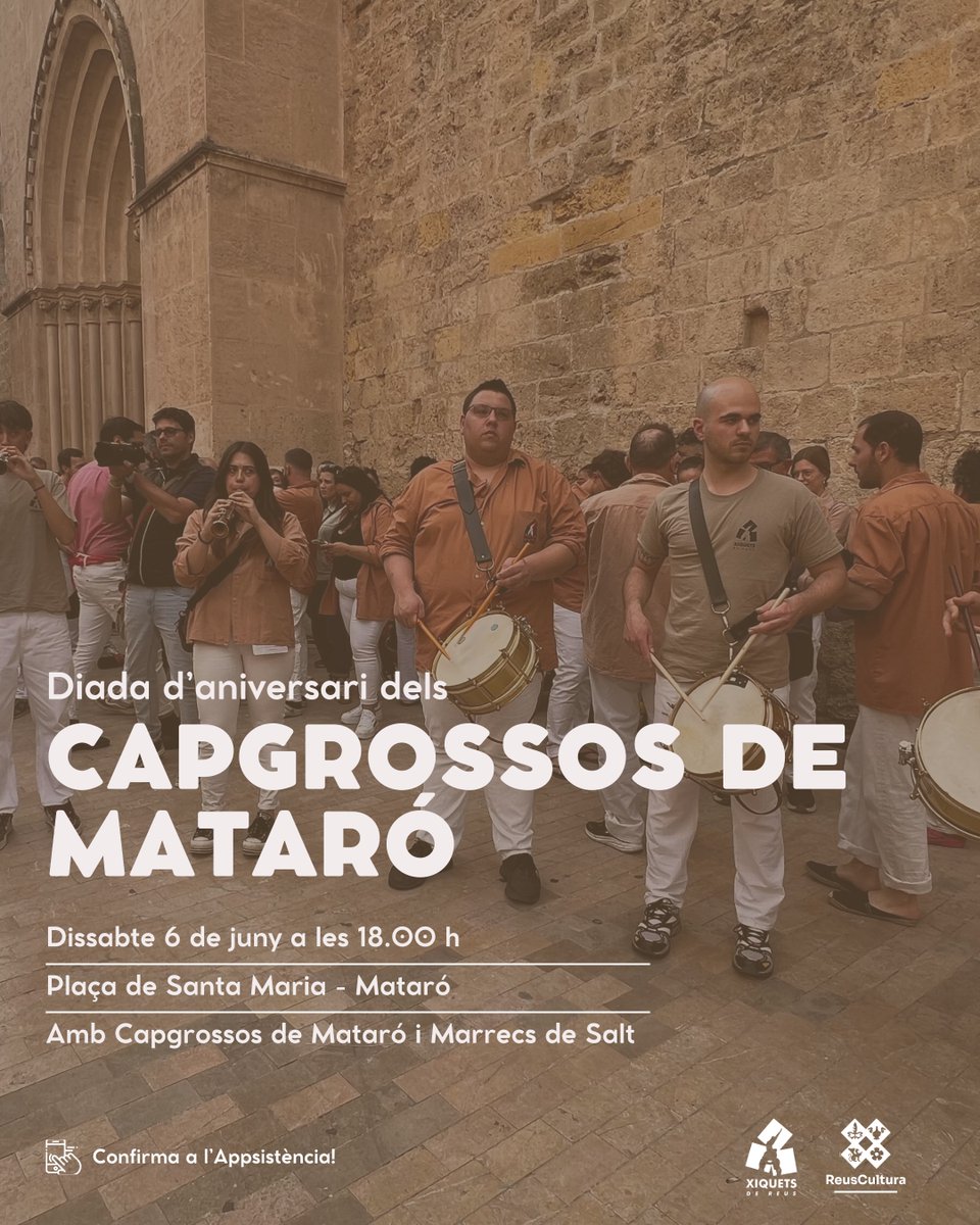 xiquets's tweet photo. L'última parada abans de Sant Pere!💥 

Aquest dissabte anem a Mataró per a la Diada del 30è Aniversari dels @capgrossos. Cita clau per acabar de prémer l'accelerador abans de Festa Major

🤝 @capgrossos i @marrecs 
📍 Pl. Santa Maria (Mataró) 
🕕 18:00h

#castells #xiquetsdereus https://t.co/5CsDoGLFiU