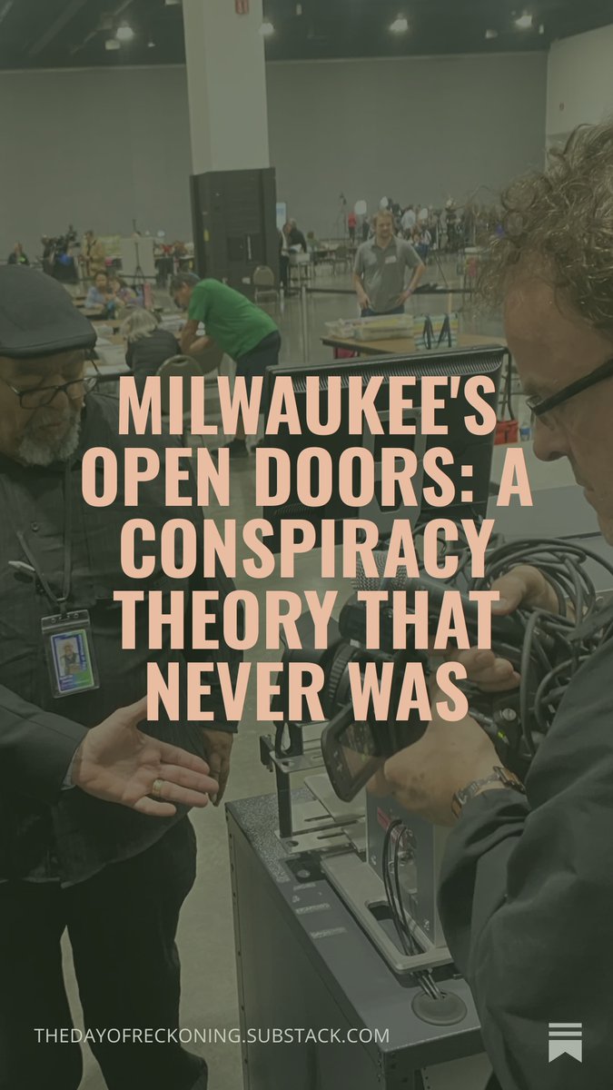 mwendling's tweet photo. Why do some conspiracy theories change the world - and others vanish into thin air?
I thought I was witnessing the birth of one of the former on Election Night 2024 in Milwaukee. But it didn't quite work out like that. https://t.co/X52xXGuKrq