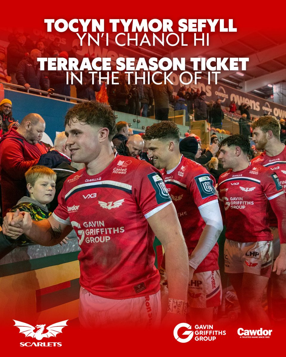 scarlets_rugby's tweet photo. 🔥 Close to the action, lively atmosphere and right in the thick of it! 

Get your hands on a standing terrace season ticket today. Early bird prices end Sunday. 

Gwnewch yn siwr eich bod chi reit yn ei chanol hi tymor nesaf. 

🎟️ https://t.co/88zTEinf5K https://t.co/HV0IscKDrt