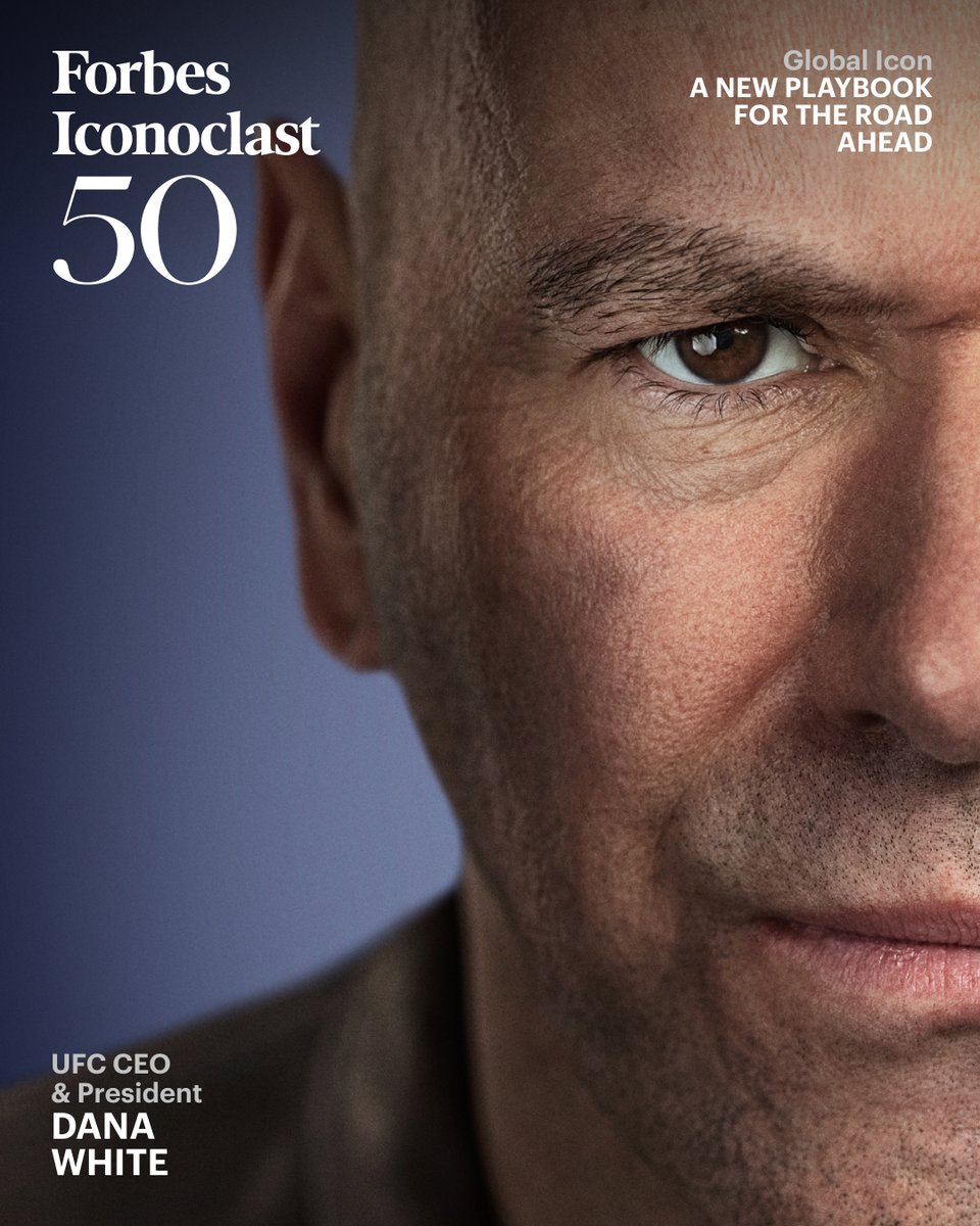 Forbes's tweet photo. Dana White is leading UFC into a new media era. A $7.7 billion agreement with Paramount Skydance will move all U.S. fights to Paramount+, replacing a business model that defined MMA for decades. #ForbesIconoclast
https://t.co/npegh7oECw
📸: Ethan Pines for Forbes

Presented by Corient