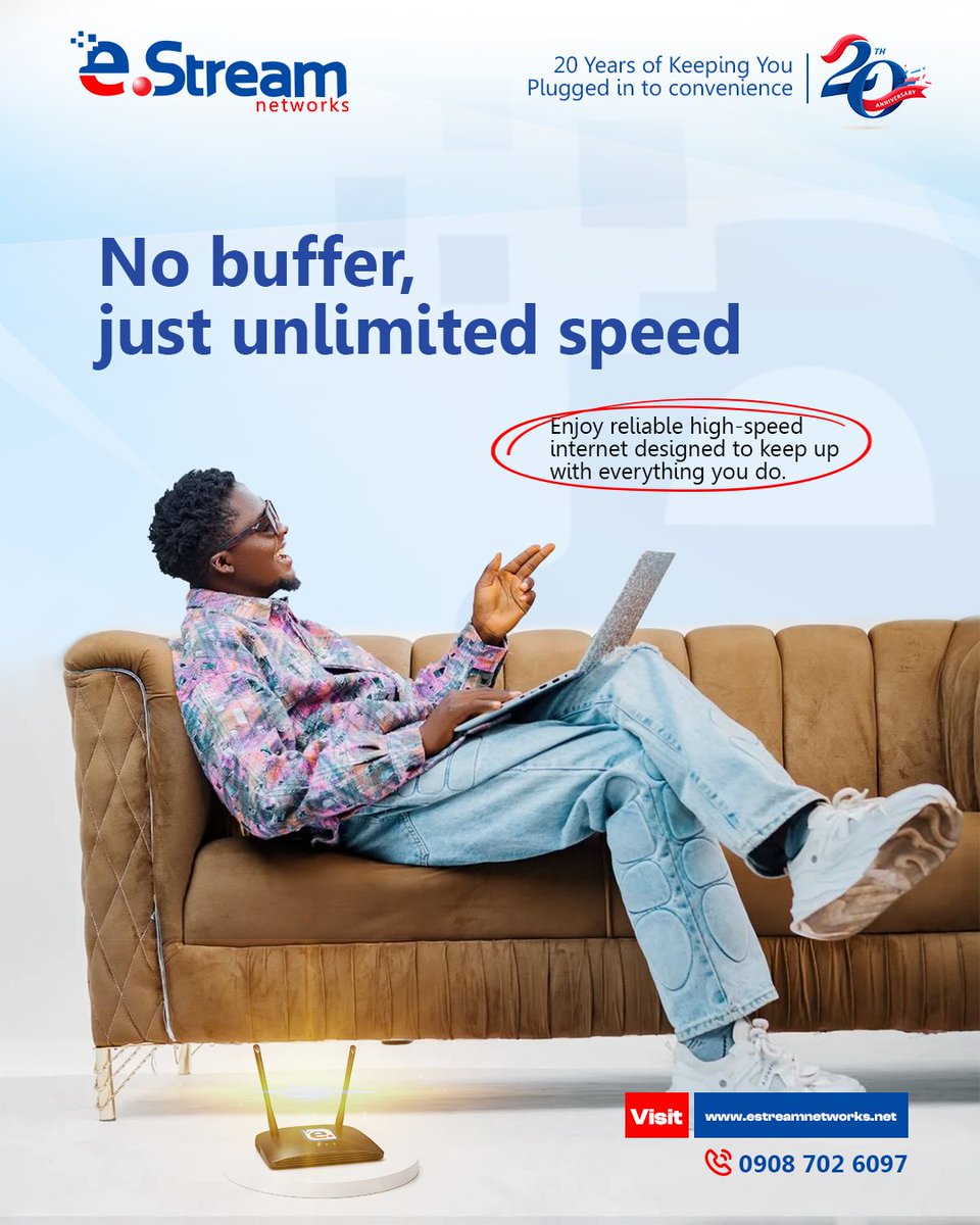 eStreamNetworks's tweet photo. We provide 100% unlimited internet service, giving you the freedom to stream, download, work, and connect without worrying about data limits or hidden restrictions.

Send us a DM or call 09087026097 to get started.

#unlimitedinternet #internet #WiFi #network #broadband https://t.co/rziFcFAUKK