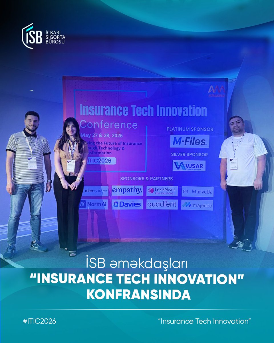 isb_az's tweet photo. İcbari Sığorta Bürosunun nümayəndələri Londonda keçirilən sığorta texnologiyaları və innovasiyaları üzrə beynəlxalq tədbirdə iştirak ediblər.
#ITIC2026 #isb https://t.co/J4LyKkJ6Fk