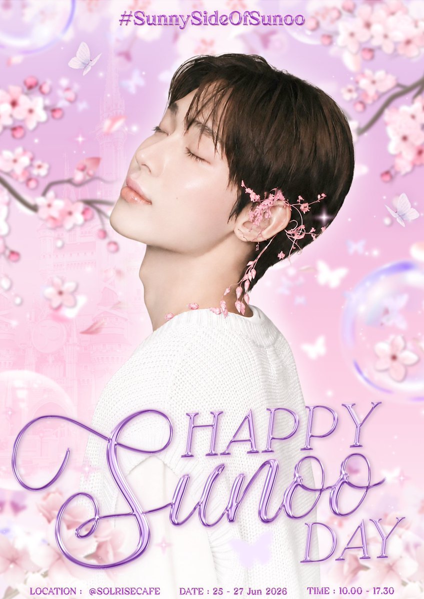 Nutthawan_diff's tweet photo. ⋆｡°✩ 𝓗𝓪𝓹𝓹𝔂 𝓢𝓾𝓷𝓸𝓸 𝓓𝓪𝔂 ✩°｡⋆

 #SunnySideOfSunoo 🌸

เอนจีนนน มาพบความน่ารักสดใสของน้องซอนอูกันน💜

𓂃 🫧 𝓢𝓾𝓷𝓷𝔂 𝓓𝓪𝔂 𝓘𝓼 𝓒𝓸𝓶𝓲𝓷𝓰 𓂃 🫧 

🍰 @solrisecafe (MRT Sirindhorn Exit2B)
📍 25 - 27 Jun 2026
⏳10.00 - 17.30

#HAPPYSUNOODAY #선우 #SUNOO https://t.co/arsds0U2nT