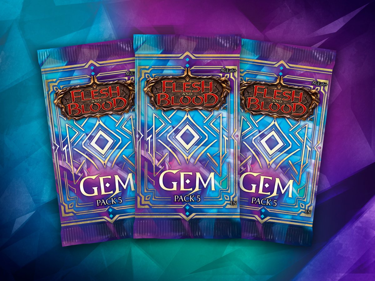 FABTCG_JP's tweet photo. GEMパック5が、お近くのゲームストアに2026年6月5日から登場します。

💡GEMパックとは…？
アーモリーイベントの賞品がメインですが、店舗裁量で柔軟に配布できます。
各GEMパックはメインのブースターパックシーズンごとに制作され、価値の高いカードがそのテーマに沿った特別仕様になっています。
全てのレベルのプレイヤーが、特別なカードを引き当てるチャンスがある非売品プロモパックです💎
ぜひ手に入れてください✨

詳細はこちら🔽
https://t.co/zY3Quxmg7g

#fabjp
#fabtcg