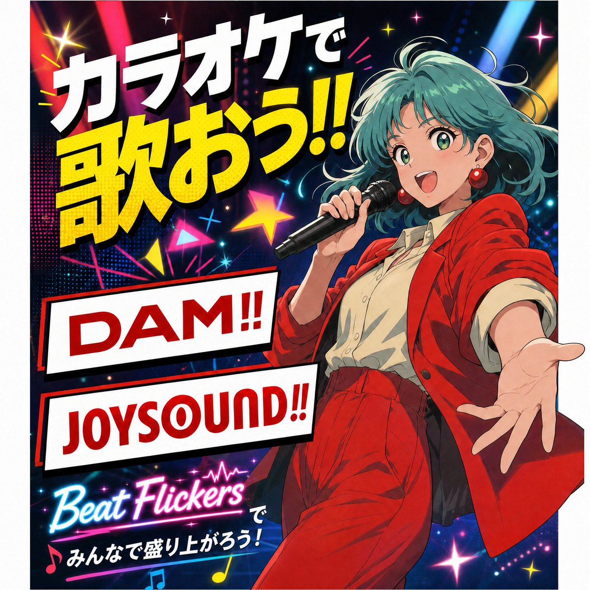 beat_flickers's tweet photo. JOYSOUNDでも配信開始！！
カラオケにGo!!Go!!
#BeatFlickers #DAM #JOYSOUND https://t.co/IzaHzcDwY9