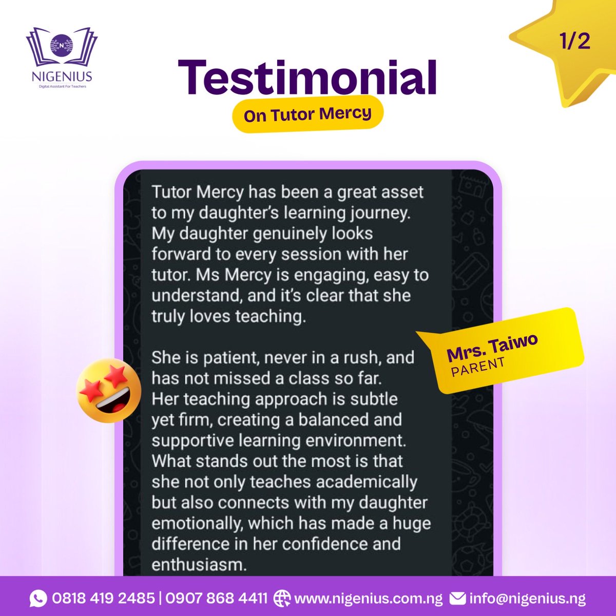 nigenius's tweet photo. Your child’s future deserves more than “average.”

These testimonials prove it, Nigenius is building real skills, real confidence, and real results.

Don’t just prepare your child for school… prepare them for life.
👉 Book a session today. https://t.co/1TxDjtb26r