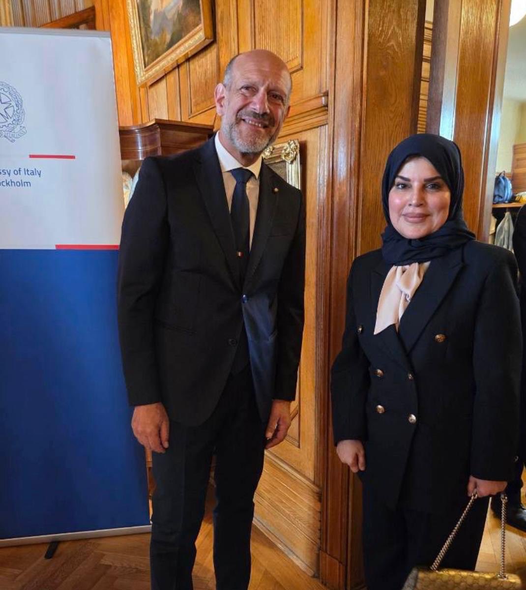 N_AlShaibi's tweet photo. Thank you, Excellency @michele_pala, Ambassador of Italy to Sweden, for the warm welcome and gracious hospitality during the celebration of Italy’s Republic Day. The occasion was a wonderful reflection of Italy’s rich history, culture, and traditions, and provided an excellent opportunity to engage with colleagues and friends in an atmosphere of friendship. Wishing the Government and people of Italy continued prosperity, progress, and success on this special national occasion.