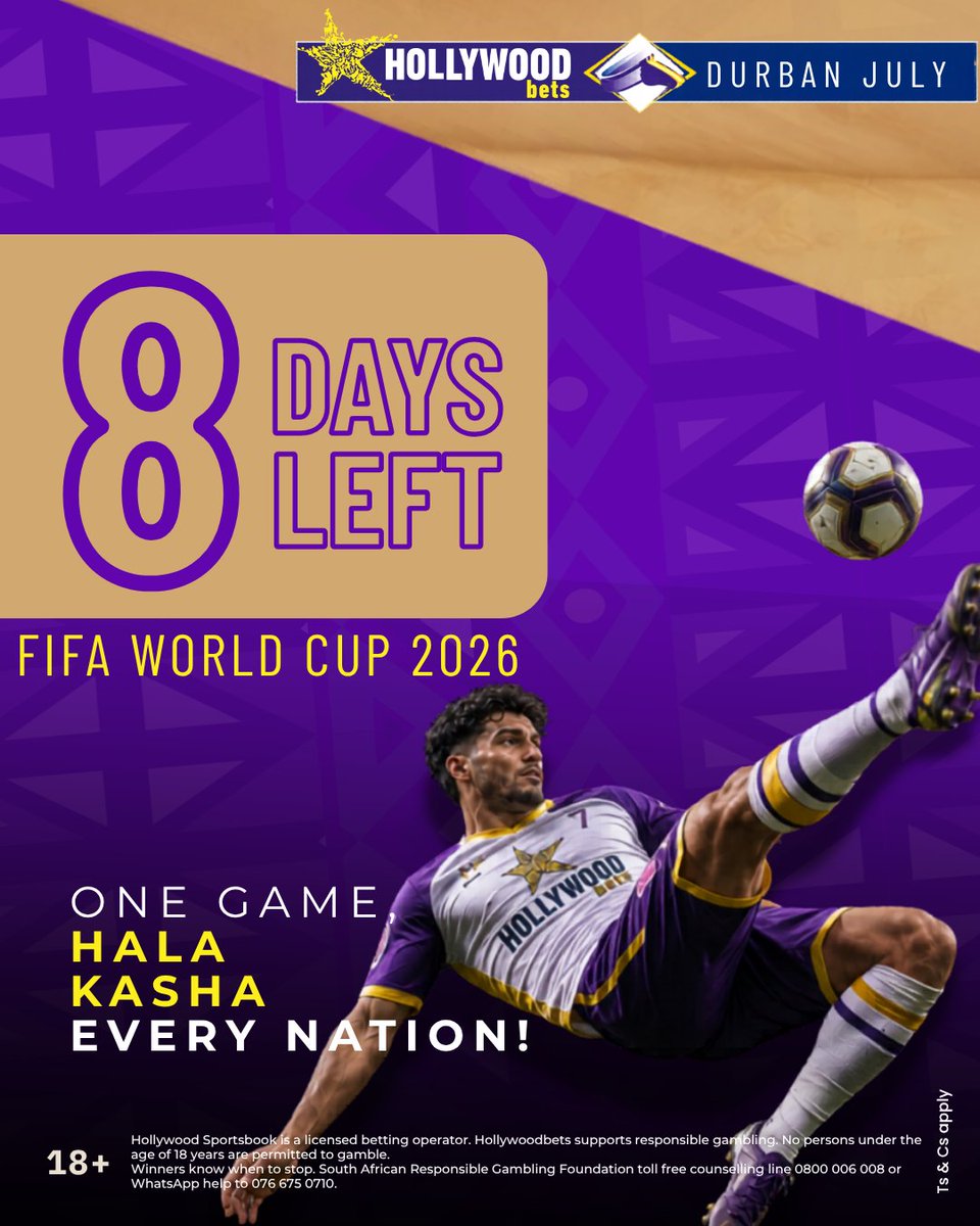 CornersCode's tweet photo. 8 DAYS LEFT FIFA WORLD CUP 2026

💜 HOLLYWOODBETS FAMILY 💜

Join the winning side today 🎯
Use my promo link when you register on HollywoodBets and start your journey to smart betting and big wins 💰

Let’s build tickets, win together, and always bet responsibly ⚽💪
+18 Only | Gamble Responsibly

👉 Register here:  https://t.co/ZUwVVDBpgS

#HollywoodBets #GURUU50 #WinningTeam #BetSmart #StiflersFamily #ResponsibleBetting #Plus18