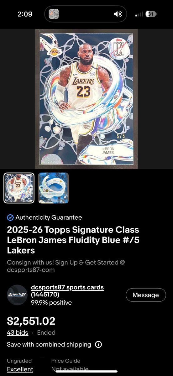 GunaCards's tweet photo. Saw this card sale earlier and just wanted to show some appreciation to whoever was able to snipe this beauty #thehobby https://t.co/QIa2somDBr