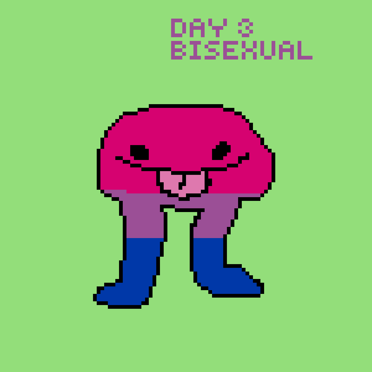 CoolTheCoal's tweet photo. Making a pride themed drawing every day of pride month day 3, attempt two because last year I failed terribly. | #art #pixelart #pixilart #bisexual #pride #lgbt #lgbtq #lgbtqia #queer #mlm #wlw #wuhluhwuh https://t.co/C6i3thkAIB