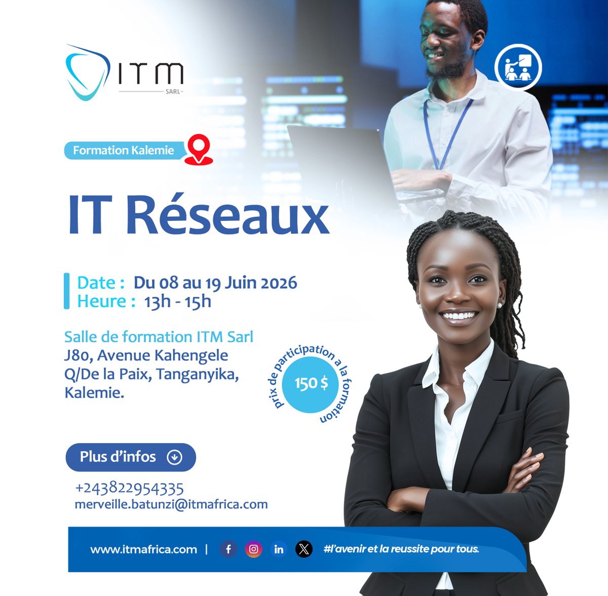 ItmRdc's tweet photo. Rappel : nos inscriptions sont toujours ouvertes ! 

Devenez un expert avec notre formation en IT Réseaux à Kalemie.

✅ Maîtrise des infrastructures
✅ Administration réseau efficace
✅ Compétences techniques recherchées

Jusqu'au 19 juin 2026.
Inscrivez-vous ici : +243822954335 https://t.co/ytV8YWr3ts