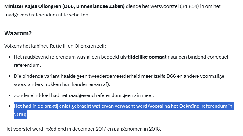 SamuelKaaging's tweet photo. In 2017 diende d66 minister @KajsaOllongren het voorstel in om het #referendum af te schaffen. 76 van de 150 politici waren het daarmee eens.
D66 vond de mening van het volk verkeerd en heeft ons beroofd van onze inspraak. D66 zit er niet voor het volk, maar voor de EU. #nexit https://t.co/C3BXA31PPS
