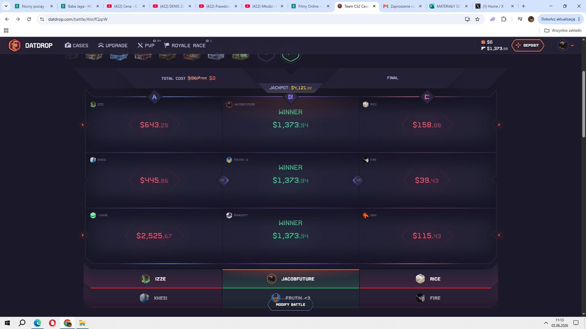 JacobFuturee's tweet photo. Hollly shit #1 time won @DATDropCases  free giveaway battle
and first time won in 3% jackpot mod what the hell 
I told you boys join mine team https://t.co/Pc6zlSx9N9