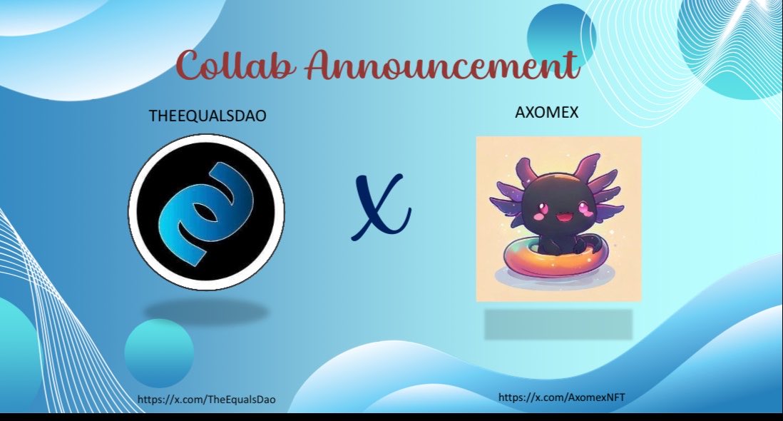 TheEqualsDao's tweet photo. We are happy to announce our collaboration with @AxomexNFT.

More information on the raffle in the discord. https://t.co/67EAkQgTkp