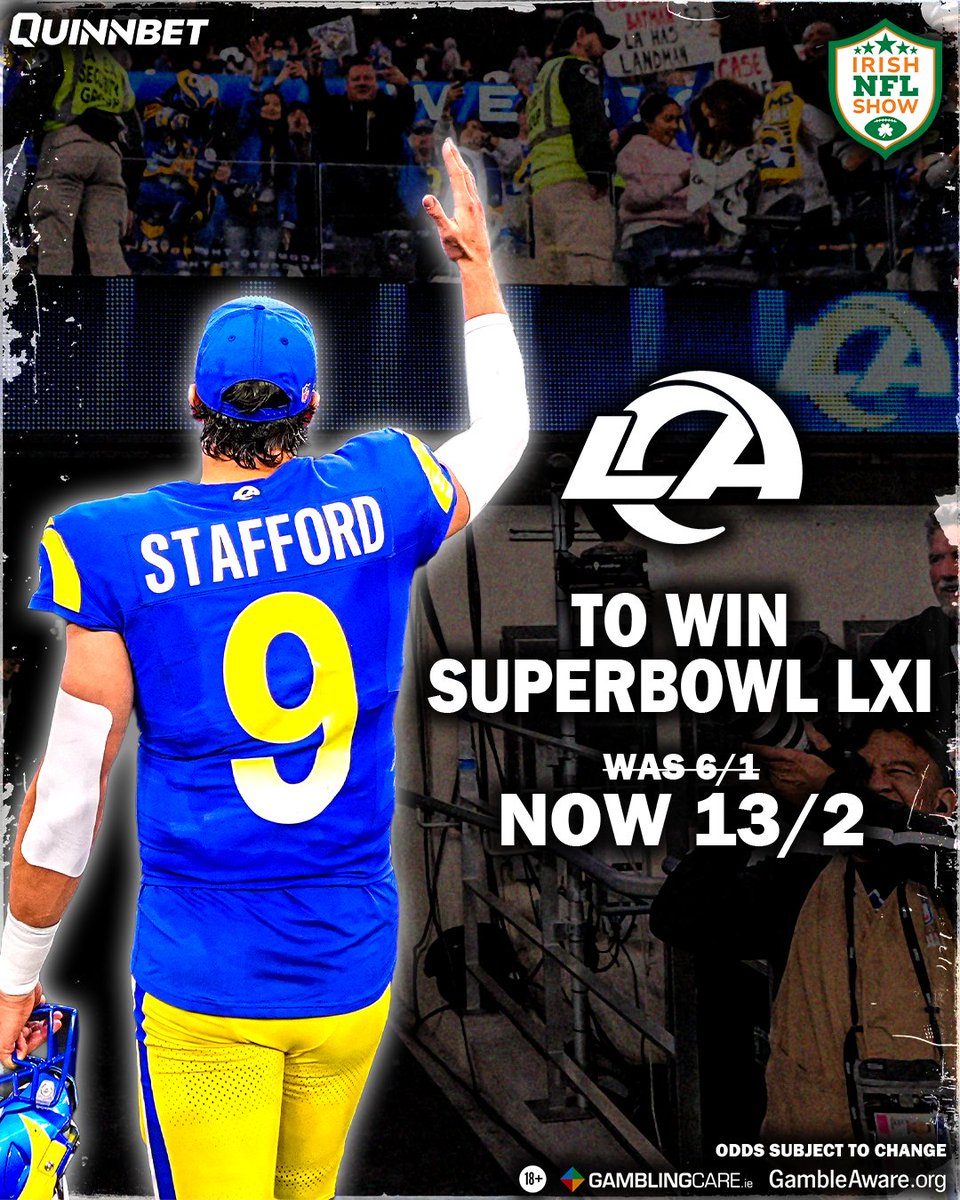 IrishNFLShow's tweet photo. Rams have gone all in with the Myles Garrett TRADE. 

Will they win another Super Bowl in Sofi? 🏆 Our partner @quinnbet have enhanced their odds for Super Bowl LXI.  

Check out all their odds and specials for the 2026 season.  

https://t.co/dpHXkkSDdf

18+ T&Cs Apply - Always Gamble Responsibly