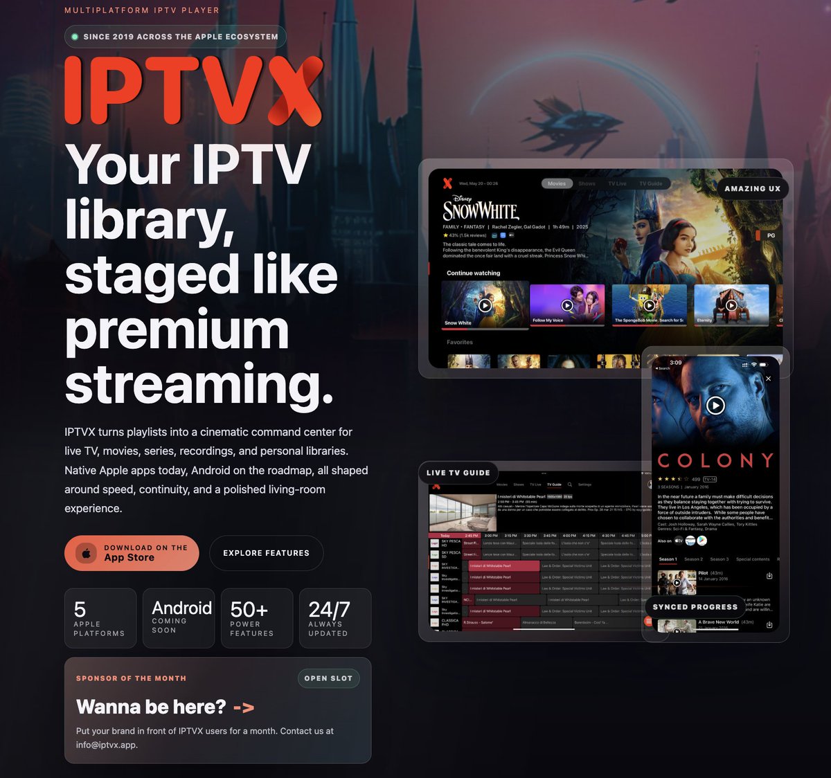 matteo_gobbi's tweet photo. As you know, #IPTVX has millions of downloads and hundreds of thousands of monthly active users.

We just opened a sponsor box in the home page of the website https://t.co/8XukSsIQwE where your organization can appear as EXCLUSIVE sponsor of the month, for 1+ months.

Other areas where you can appear as exclusive sponsor of the month:

- In App;

Or as not-exclusive:

- Affiliates section;

If you are interested, just tap on the link in the box to send an email.