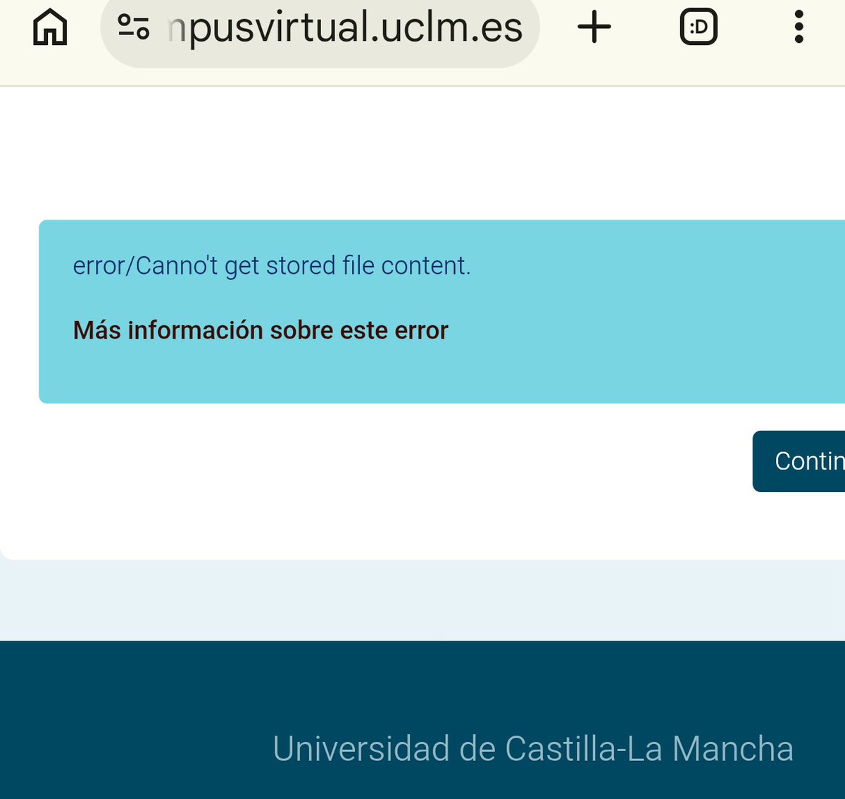 zvilac's tweet photo. @UCLMtic ¿Pasa algo con el campus virtual? Tengo que descargar unos trabajos para corregirlos y da error desde diferentes navegadores y dispositivos https://t.co/5zTzVVjTmY