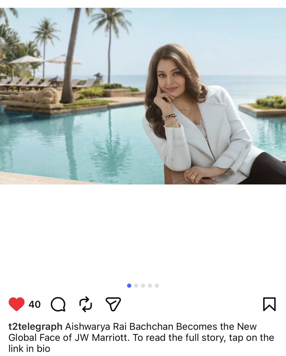 MANJOTS74594721's tweet photo. #AishwaryaRaiBachchan becomes global  face &amp; ambassador of luxury hotel chains @JWMarriott worldwide . A brand association that reshapes global hotel luxury space . She shot for the commercial few months back . We will see #AishwaryaRai after long time . Excited #JWMarriott https://t.co/F1Xujl9w8Z