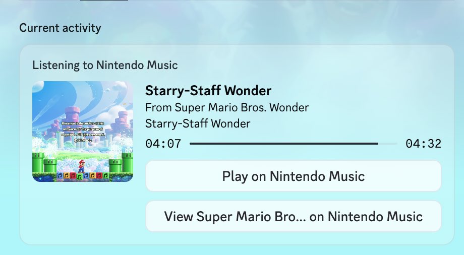 idocode01's tweet photo. Hi!! I created a browser extension that shows your Nintendo Music on Discord https://t.co/jNCryV6FeJ