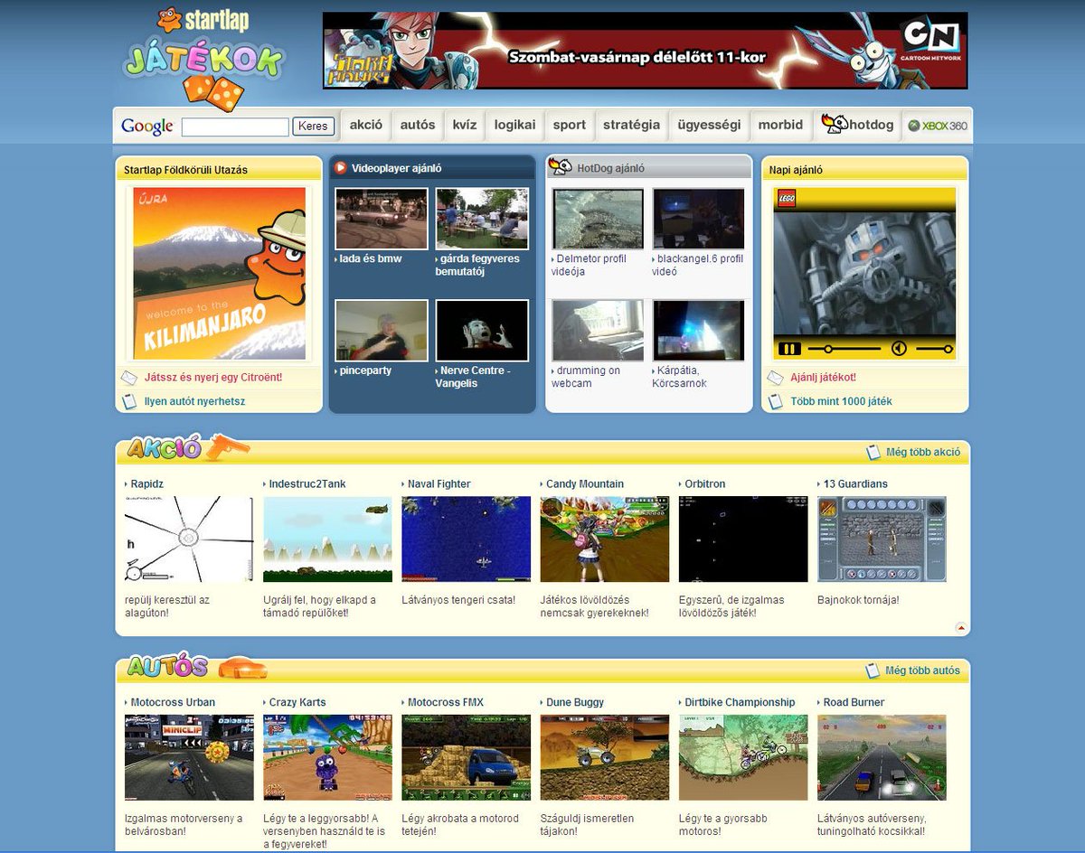 gregoretta0's tweet photo. @hthieblot In Hungary, we had a website called Startlap Játékok. It was a big collection of games. More precisely, a link collection, and those links took us to the actual gaming sites. Many of the sites required an account, and some hadn't exist when I tried to open.
Old vs Today's design: https://t.co/0Wf2IIOxMB