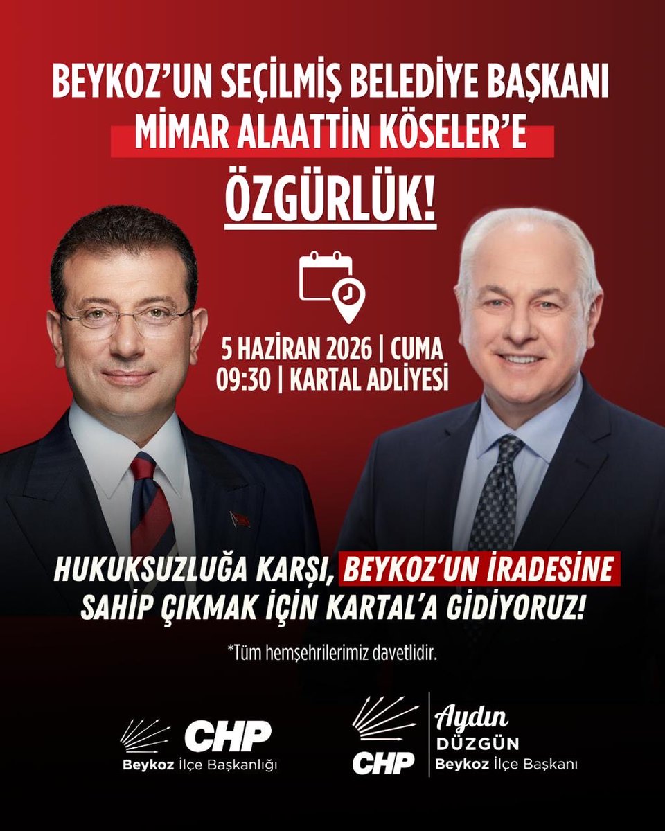 beykozorgutu's tweet photo. Beykoz’un seçilmiş Belediye Başkanı Mimar Alaattin Köseler’e yönelik hukuksuzluğa karşı, halkın iradesine sahip çıkmak için Kartal’a gidiyoruz!

Demokrasiye, adalete ve sandıkta tecelli eden millet iradesine inanan tüm yurttaşlarımızı dayanışmamızı büyütmeye davet ediyoruz. https://t.co/DbMurzKisP