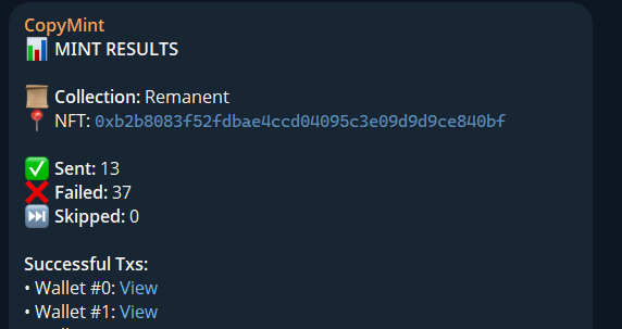 cidoneth's tweet photo. My CopyMint bot cached this mint but only sent 13, since the fees for the others were too low.

currently floor - 0.0004 eth

https://t.co/bu8RR6MalX https://t.co/Otl0GkXKoT