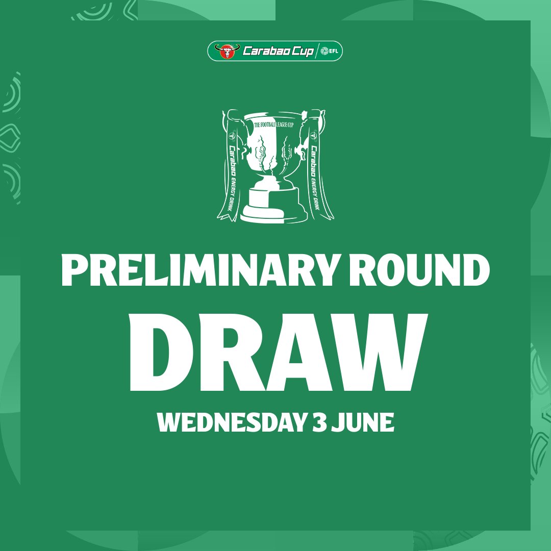 Carabao_Cup's tweet photo. The draw for the Preliminary Round of the 2026/27 #CarabaoCup will be held later today, with details published on EFL channels at 4pm 🏆

Read more: 👉https://t.co/JZQF1GWav1

#EFL https://t.co/BN3vuAiRTW