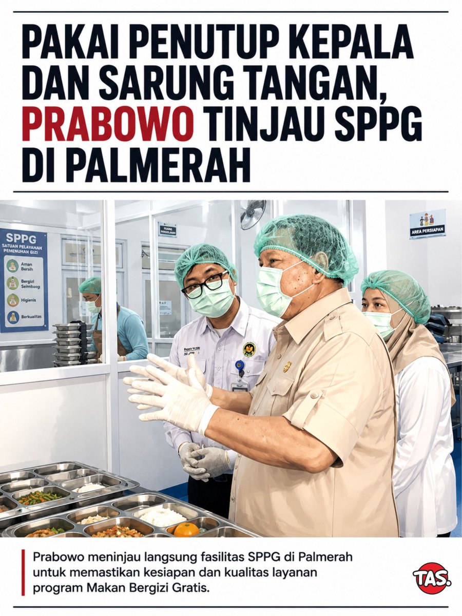 satugrday's tweet photo. Prabowo meninjau langsung fasilitas SPPG di Palmerah untuk memastikan kualitas dan kesiapan program Makan Bergizi Gratis. #LanjutkanMBG 

IHSG Kejaksaan Agung 1 USD IHSG #13YearsWithJenoJaemin SCENTED MOMENTS WITH NETJJ JG CONCERT PRESS TOUR ALWAYS 13ESIDE JENO Trade $DEUS https://t.co/4r7fsf7QBn