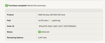 Warlogger's tweet photo. i just vibe coded a Bitcoin wallet for BTC Isla, sent it bitcoin, had it send &amp; receive bitcoin… AND i had the agent buy an H&amp;M gift card with bitcoin on its OWN. https://t.co/ltHItmumMK