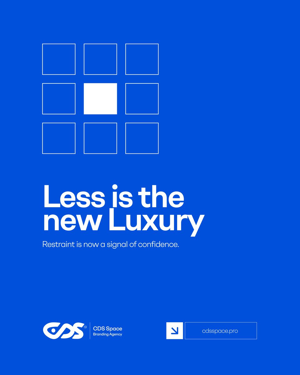 cdsspace_'s tweet photo. The strongest brand identities being built right now are the ones doing less. Restrained palettes. One typeface. A single confident wordmark. The maximalism of the 2010s is over. Restraint reads as conviction, and conviction is the new luxury signal.

Build with CDS Space 
https://t.co/3oF3AumG6K