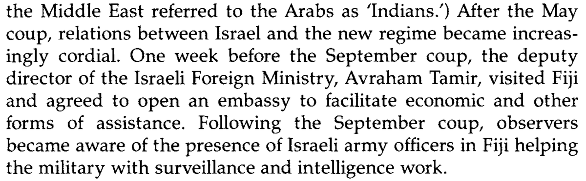 smithkstead's tweet photo. shortly before the may 1987 coup that put first rabuka in power, two containers of israeli-made uzi machine guns showed up in suva's port on a ship given to fiji by australia. later that year, israel opened an embassy in fiji and israeli advisors were spotted with rabuka https://t.co/1rrfErH6mj