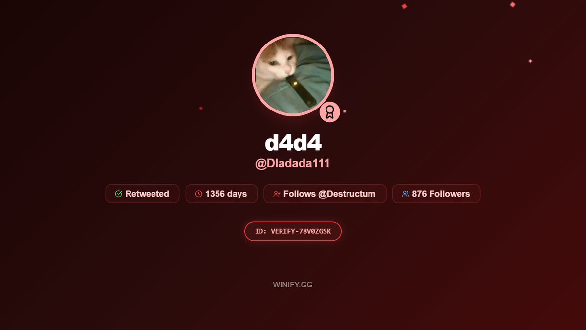 Destructum's tweet photo. @GK68_6 π Congratulations on winning the giveaway!
π @Dladada111 (Code: VERIFY-78V0ZGSK)
Dm me with all information within 24 hours:
-Your steam tradelink+solana address
-Your tweet link where you posted your proof-tagged a friend
Rolled & Verified on @WinifyGG π
#Winify https://t.co/ksoYu2R7nN