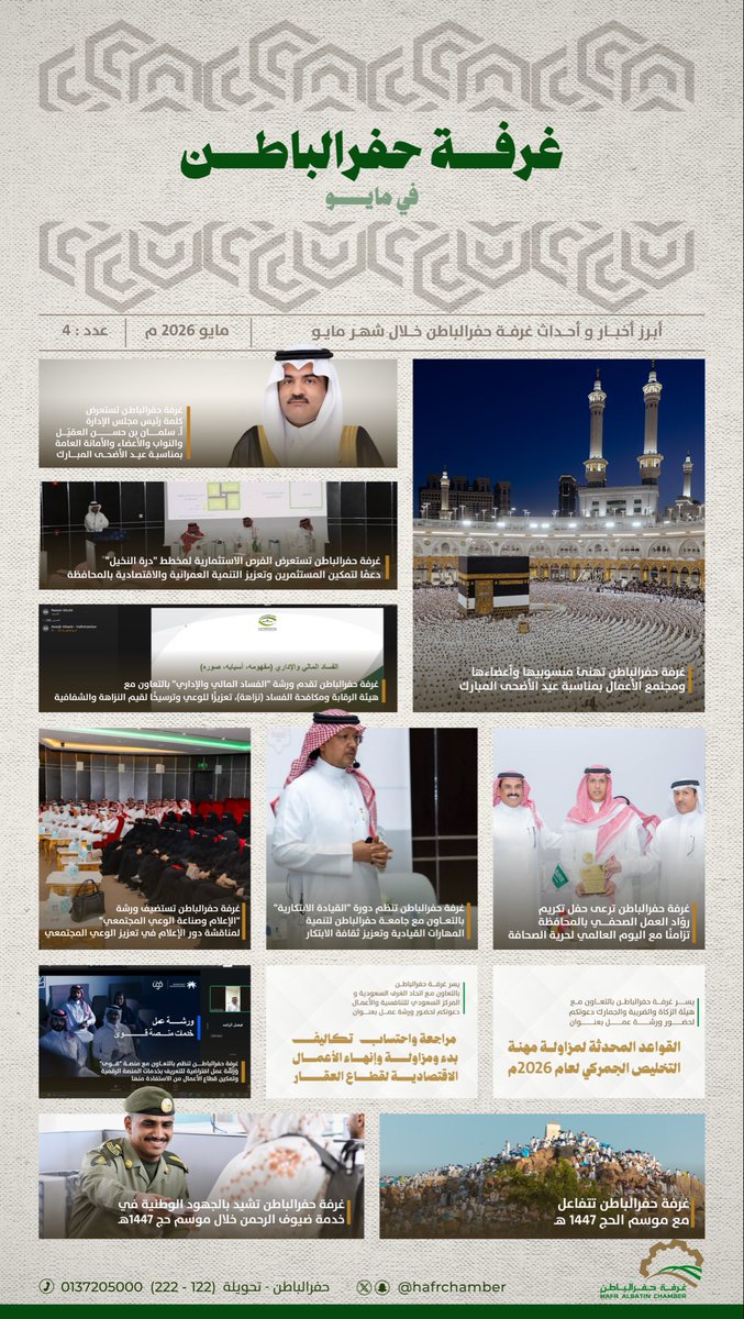 hafrchamber's tweet photo. أبـرز الأخبـار والأحداث
في #موجز_غرفة_حفرالباطن 🗞️

#غرفة_حفرالباطن https://t.co/dW7UxHkay9