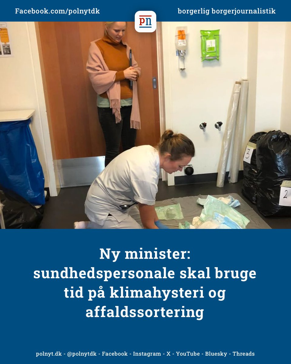polnytdk's tweet photo. Ny minister vil have sundhedspersonale til at bruge tid på klimahysteri og affaldssortering.

@signe_munk @SFpolitik @regeringDK 

https://t.co/i4Jjt8WkW5 https://t.co/1f7aQgJl26