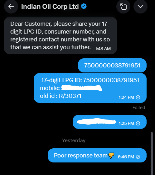 seemsraghav's tweet photo. @IndianOilcl Paid online for booking Order  Ref: 2-005700439123 Invoice generated on 20th May [14 days back] No action till now. SR 1-1549721876031. No reply on "X" after 1st June also. https://t.co/N3Zko2BNY0