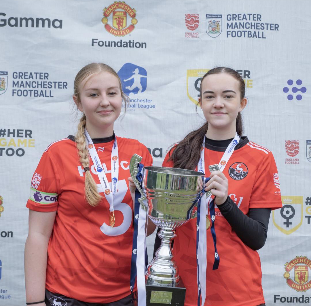 StChrisCEHigh's tweet photo. Congratulations to Lilly T and Isabelle B (YR11), who helped Haslingden Girls win their Manchester League Cup Final! ⚽🏆

A fantastic achievement and the perfect way to round off a successful season. Well done, Lilly and Isabelle! 👏🎉 https://t.co/Vk46t9aLUh