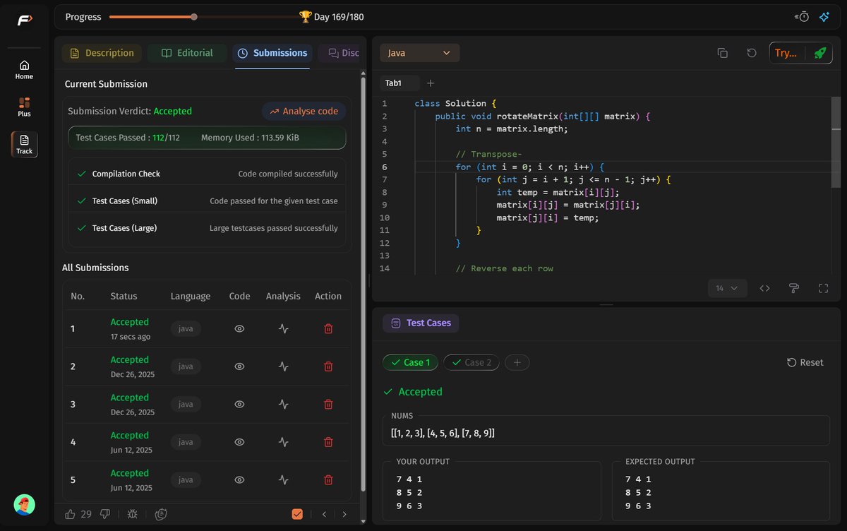 Iamsujal_111's tweet photo. Day - 3 ✅ of #SDESheetChallenge🚀

Problems Solved -  
1. Rotate matrix by 90 degrees
2. Merge Overlapping Subintervals  
3. Merge two sorted arrays without extra space
#DSA #CodingChallenge #ProblemSolving

@takeUforward_  @striver_79 https://t.co/rnyj20IE4t