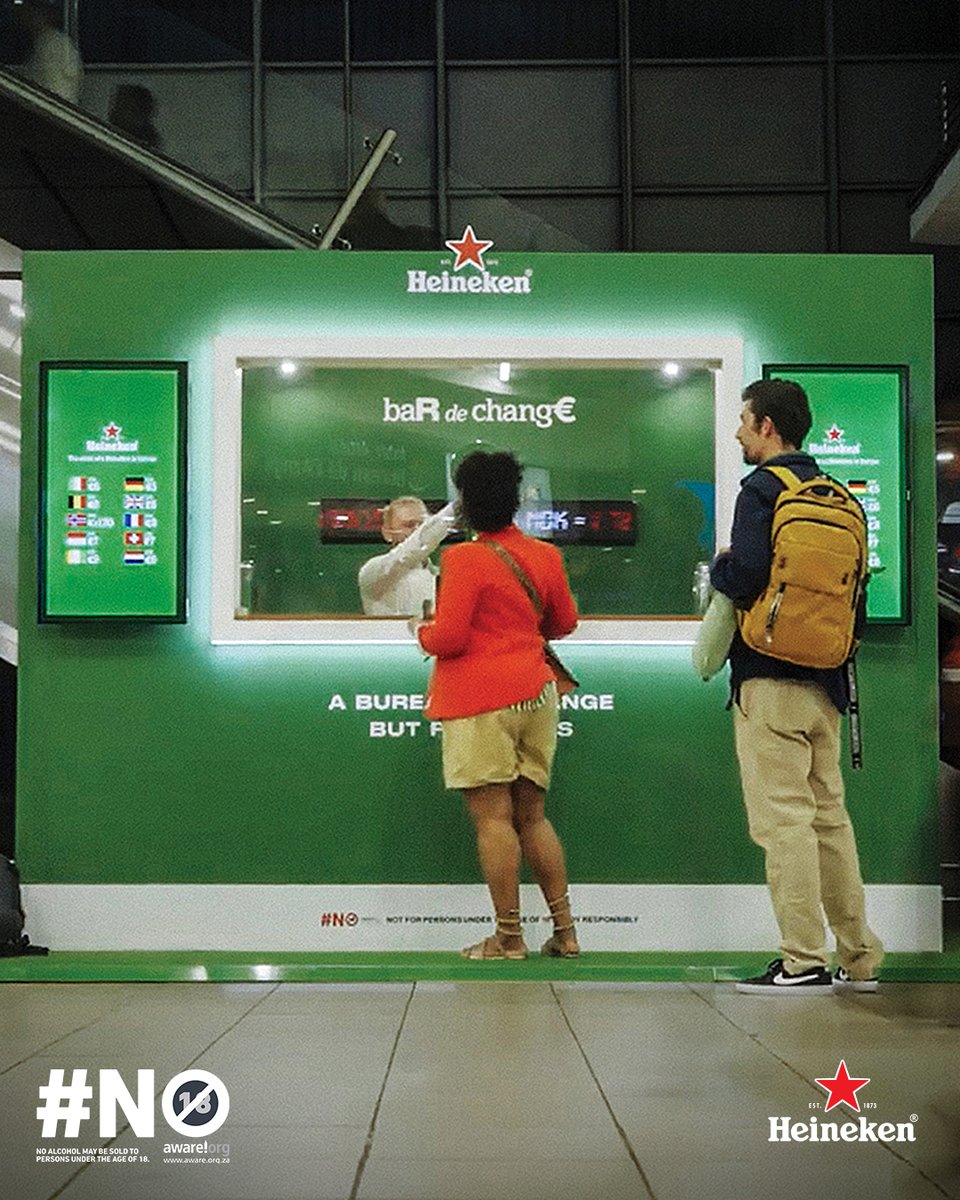Heineken_SA's tweet photo. A new player has officially entered the tournament 👀✈️ 
Rumour has it… they don’t believe in exchange-rate stress.
#BarDeChange #HeinekenSA 
21+ only. Ts &amp; Cs apply. https://t.co/2PzrdKxGUq
