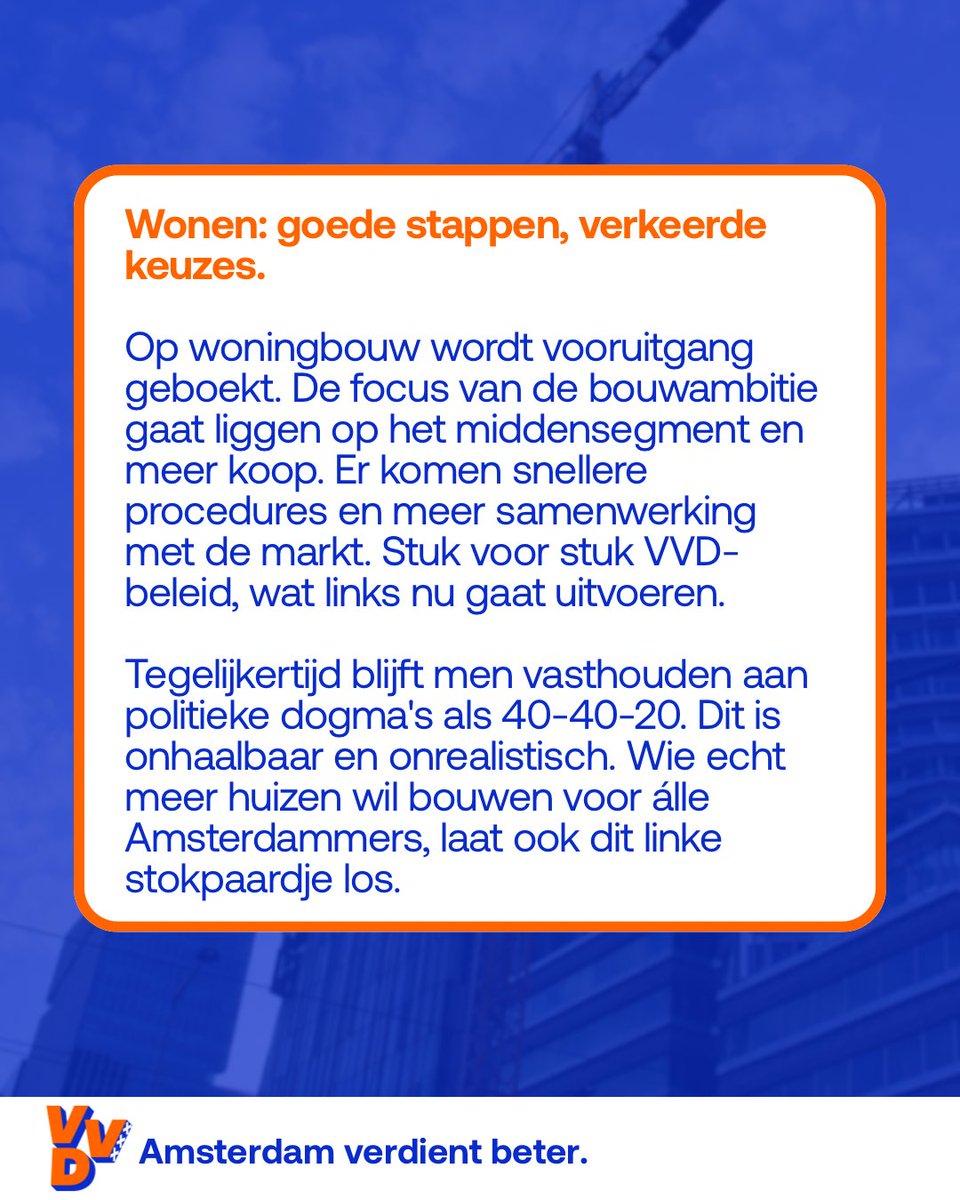 VVDAmsterdam's tweet photo. De vraag die centraal stond bij het lezen van het nieuwe coalitieakkoord van PRO en D66. Wordt Amsterdam de komende vier jaar schoner, veiliger, betaalbaarder en aantrekkelijker om in te wonen, werken en ondernemen?

Lees hier onze eerste reactie 👇🏻 https://t.co/BrBYbTsh6B