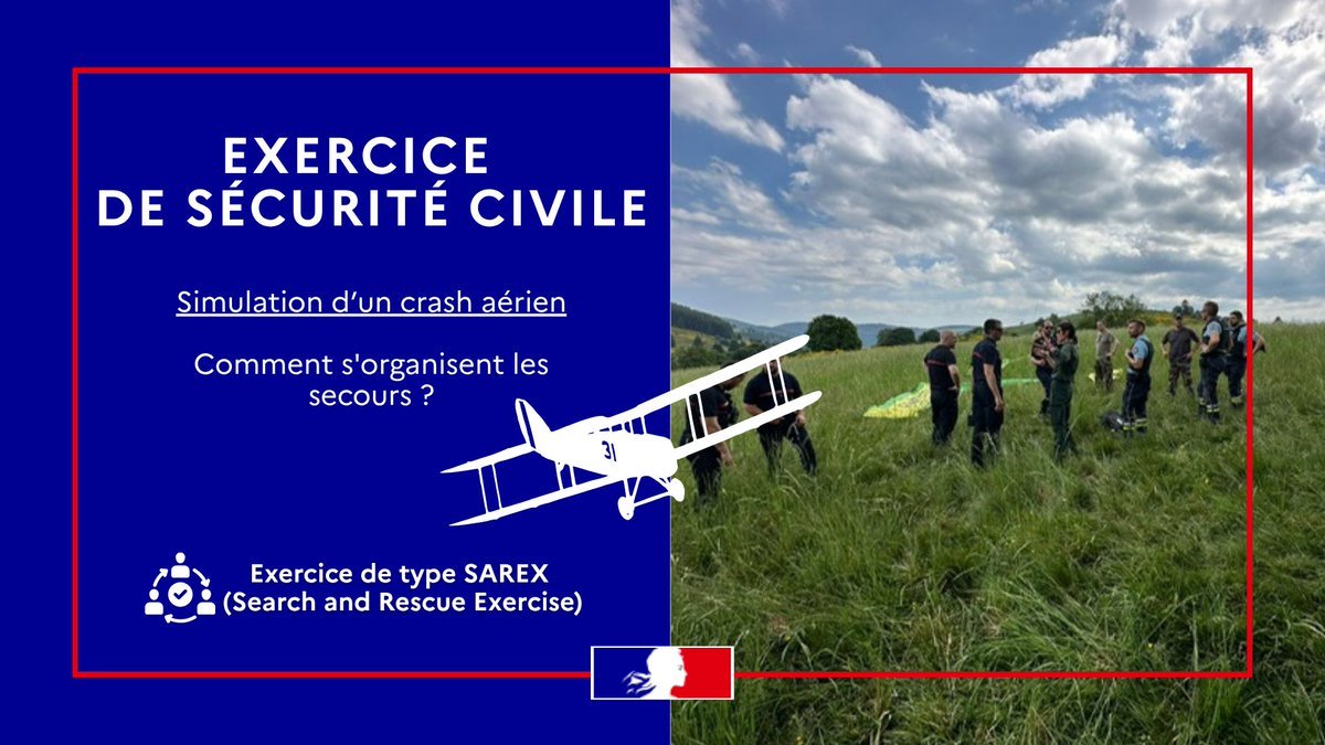 Prefet67's tweet photo. #SécuritéCivile | 🛩️Crash simulé à hashtag#Wildersbach : comment s'organisent les secours ?

À  la fin du mois de mai, un exercice de sécurité civile type SAREX (Search and Rescue Exercise), s’est déroulé dans le secteur de la vallée de la #Bruche.

Pendant  plusieurs heures et en conditions réelles, les services de l’État ont  simulé la disparition d'un aéronef civil. L'objectif 🎯 ? Tester les  procédures en conditions réelles pour assurer la meilleure coordination  possible en cas d'accident réel.

Le déroulement de l'opération :

1️⃣ L'alerte et la coordination aérienne ✈️
Dès  que l'appareil fictif a cessé de donner des nouvelles, l'ARCC (le  Centre de coordination et de sauvetage aéronautique de l'Armée de  l'Air), basé à Lyon-Mont-Verdun, a pris la direction des opérations pour  gérer les recherches depuis le ciel.

2️⃣ Le déclenchement de l’intervention au sol 🗺️
En parallèle, la préfecture du #basrhin a  déclenché le plan SATER (Sauvetage Aéroterrestre). Ce plan d'urgence  permet de déployer et de coordonner immédiatement les équipes sur le  terrain pour localiser l’appareil et secourir les occupants.

3️⃣ Une mobilisation collective et coordonnée 🤝
Retrouver un aéronef exige une coopération parfaite. Cet entraînement a mobilisé de nombreux acteurs :
- la @Gendarmerie_067 
- les sapeurs-pompiers du @sdis67 
- les radioamateurs bénévoles de l’ADRASEC67 - Fédération Nationale des  Radioamateurs au service de la Sécurité Civile (essentiels pour détecter  les signaux des balises de détresse)
- les équipes médicales du SAMU67- @CHRUStrasbourg  pour la prise en charge des victimes

Le saviez-vous ? 💡
La  recherche et le sauvetage des avions en détresse est une mission de  service public qui incombe à l'État. En France, la loi impose ces  entraînements réguliers à tous les acteurs. C'est le moyen le plus  efficace d'évaluer les dispositifs et d'améliorer constamment la réponse  face à l'urgence.

@Interieur_Gouv 

#SécuritéCivile #SATER #SAREX #BasRhin #GestionDeCrise