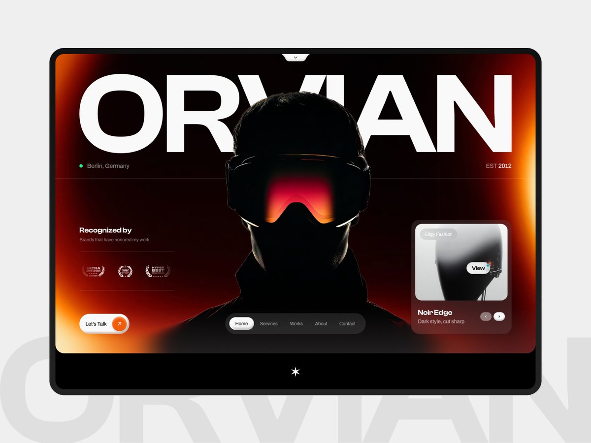 logancee_studio's tweet photo. If you're looking for an inspiration for your personal portfolio website, let try explore our new concept for Orvian - Personal Portfolio. 

https://t.co/ijed5Mw0Ia

A concept with the combination by Bold Typograpy, Dark style and Gradient Color tone. https://t.co/lauWX1VI1C