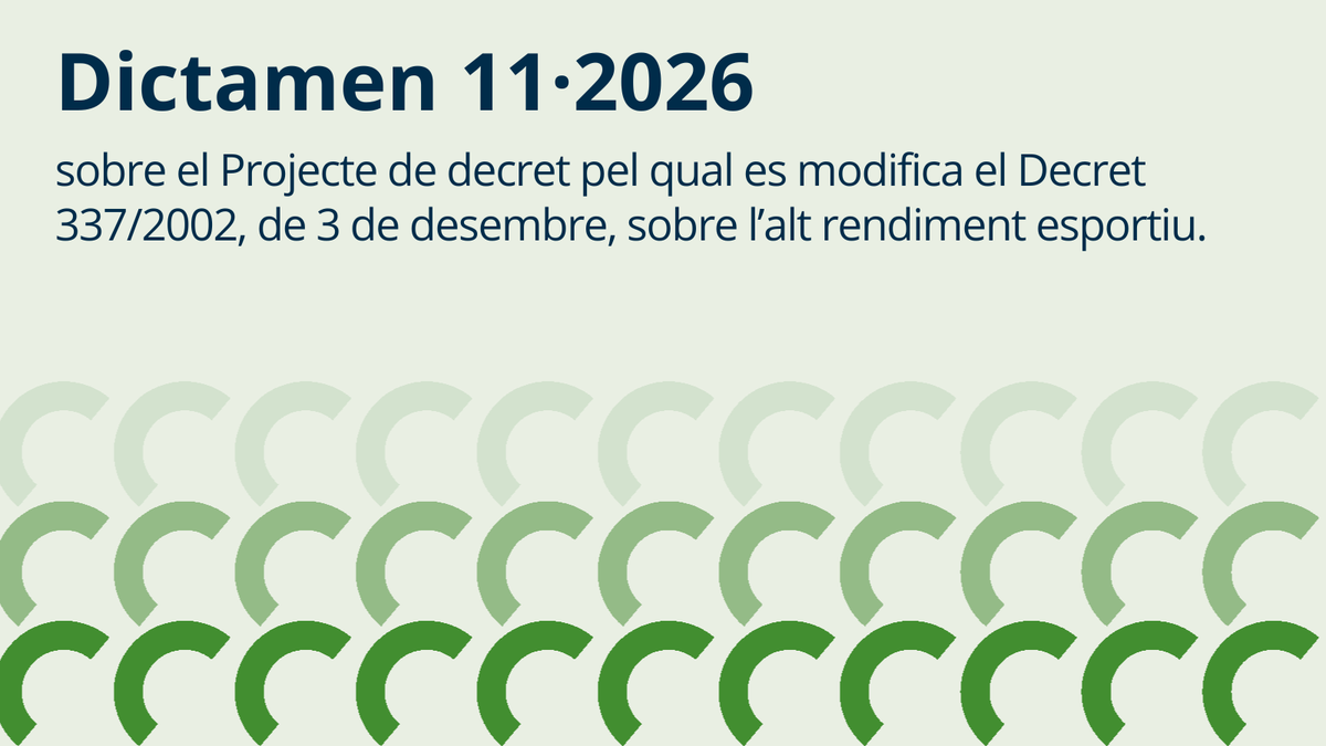 CTESC's tweet photo. #DictàmensCTESC #AltRendimentEsportiuCTESC

📣  Nou dictamen del CTESC sobre el Projecte de decret pel qual es modifica el Decret 337/2002, de 3 de desembre, sobre l'alt rendiment esportiu

✅  El CTESC considera que en l’article 23 del Decret 337/2002 s’hi hauria d’incloure, entre altres: 

- Que la compatibilitat dels premis hauria de ser no només amb qualsevol ajut sinó també amb qualsevol ingrés o percepció econòmica.

- Que els premis no han de comportar la minoració de drets econòmics ni laborals.

- Que la concessió de premis ha de respectar el principi d’igualtat efectiva entre dones i homes.

👉  Consulta el dictamen  🔗https://t.co/4xBATtKqtU