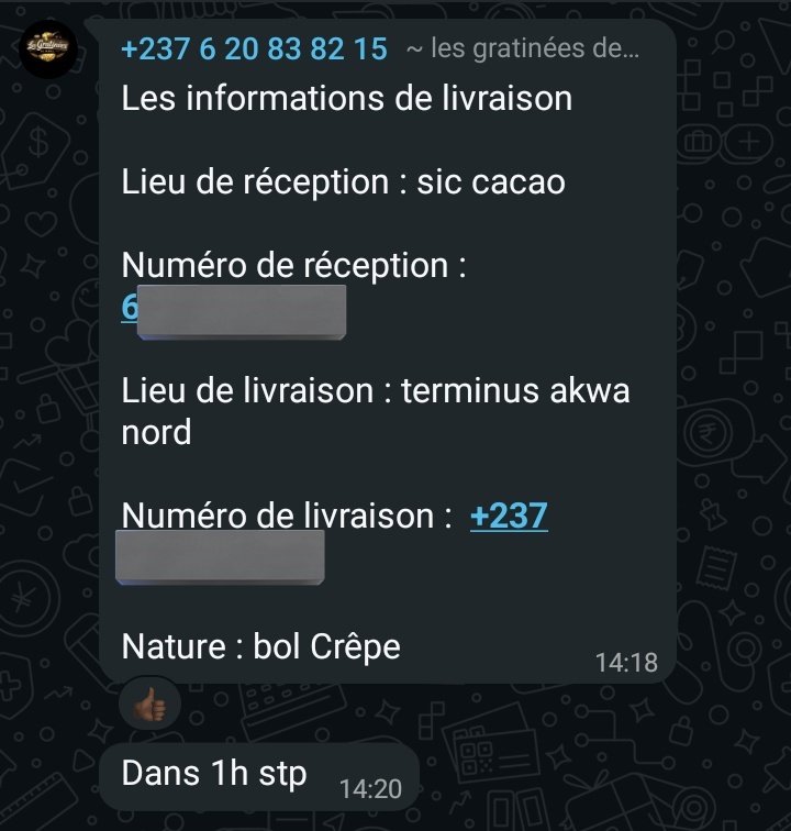 sendBKservices's tweet photo. Nous sommes là, disponibles,  pour livrer vos articles à vos clients à partir de 700F, payable après livraison.
Vous remplissez ce formulaire
Lieu de réception : 
N° de réception : 
Lieu de livraison :
N° de livraison : 
Nature :

Vous l'envoyez au 695030857. https://t.co/r3f8yHBq9k