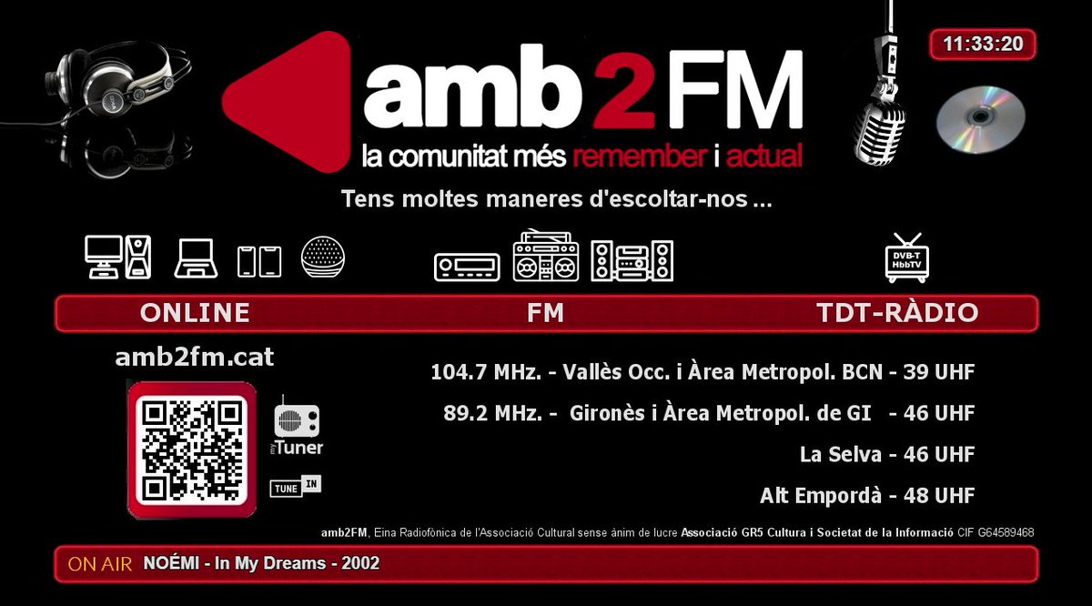 amb2FM's tweet photo. Vols saber què està sonant a amb2FM ?
Doncs escolta'ns per la web https://t.co/0rB0nAbzHs o pel senyal de la TDT en les smartTV. https://t.co/8F3B1ommRw