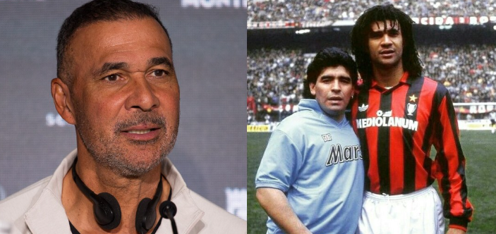 ExtremeFootbal4's tweet photo. 🗣️ Ruud Gullit on facing Diego Maradona:

“I remember the first time I faced him. Donadoni and Ancelotti tried to take the ball off him… they couldn’t. He was incredibly strong, technically amazing, and a real leader — always pushing his teammates.
They tried to kick him out the game. Only Goikoetxea managed it once. Imagine if he had today’s protection… he would’ve been unstoppable.
I faced him — and I can say he was the best in history.”