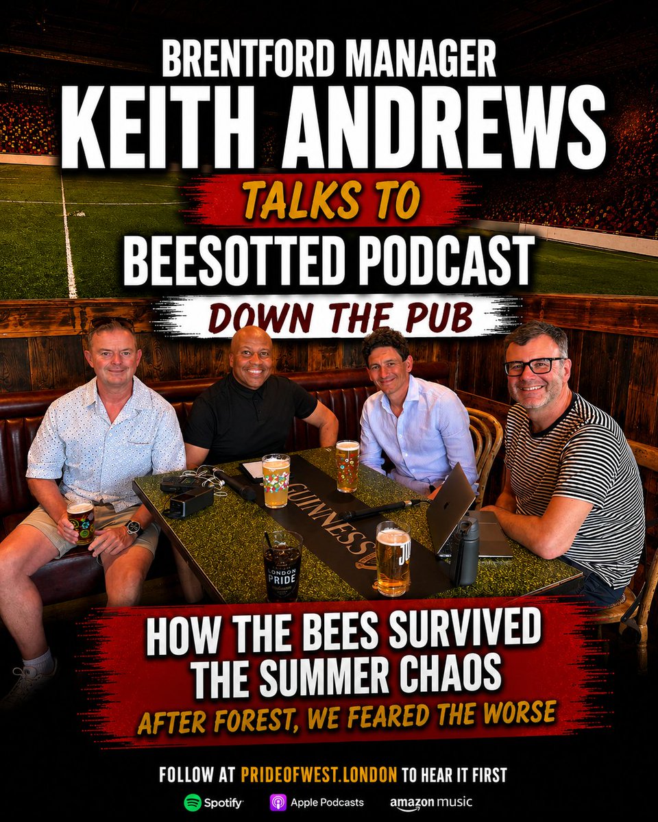 Beesotted's tweet photo. PODCAST LIVE

How The Bees Survived The Summer Chaos Part1

🎙️https://t.co/9I6bDDOY5T

We chat with #Brentford manager Keith Andrews down the pub🍺

💣Pre-season chaos
🌳Post Nottingham Forest fear
☘️Irish Pride
🇧🇷Thiago &amp; Brazil
🐍Snake Wissa
⚪️Fulham👎🏼

#ffc #nffc #nufc #coybig https://t.co/q1LOWTS5Pu