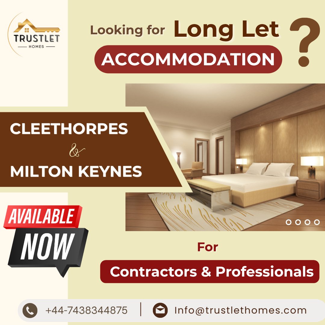 TrustletHomes's tweet photo. Looking for premium, stress-free accommodation for your next project or trip? @TrustletHomes has you covered!π‘
β¨ Fully Furnished
π High-Speed Wi-Fi
π€ 24/7 Support
π§Ύ All-Inclusive Monthly Invoicing
π +44-7438344875
#CorporateHousing #ContractorStay #UKLets #UKhmo https://t.co/NYoYPSONA7