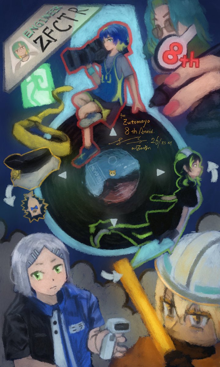 aliZarinYM's tweet photo. ずとまよ 8時間カウントダウン リレーイラ|ZUTOMAYO 8-Hour Art Relay 
ZTMY TAROT 10. Wheel of Fortune · 猫リセット 
次の担当者の作品もお楽しみに✨@Cherry919130009
#ずとまよファンアート #ZTMY8周年 https://t.co/2cHP8r0TNl