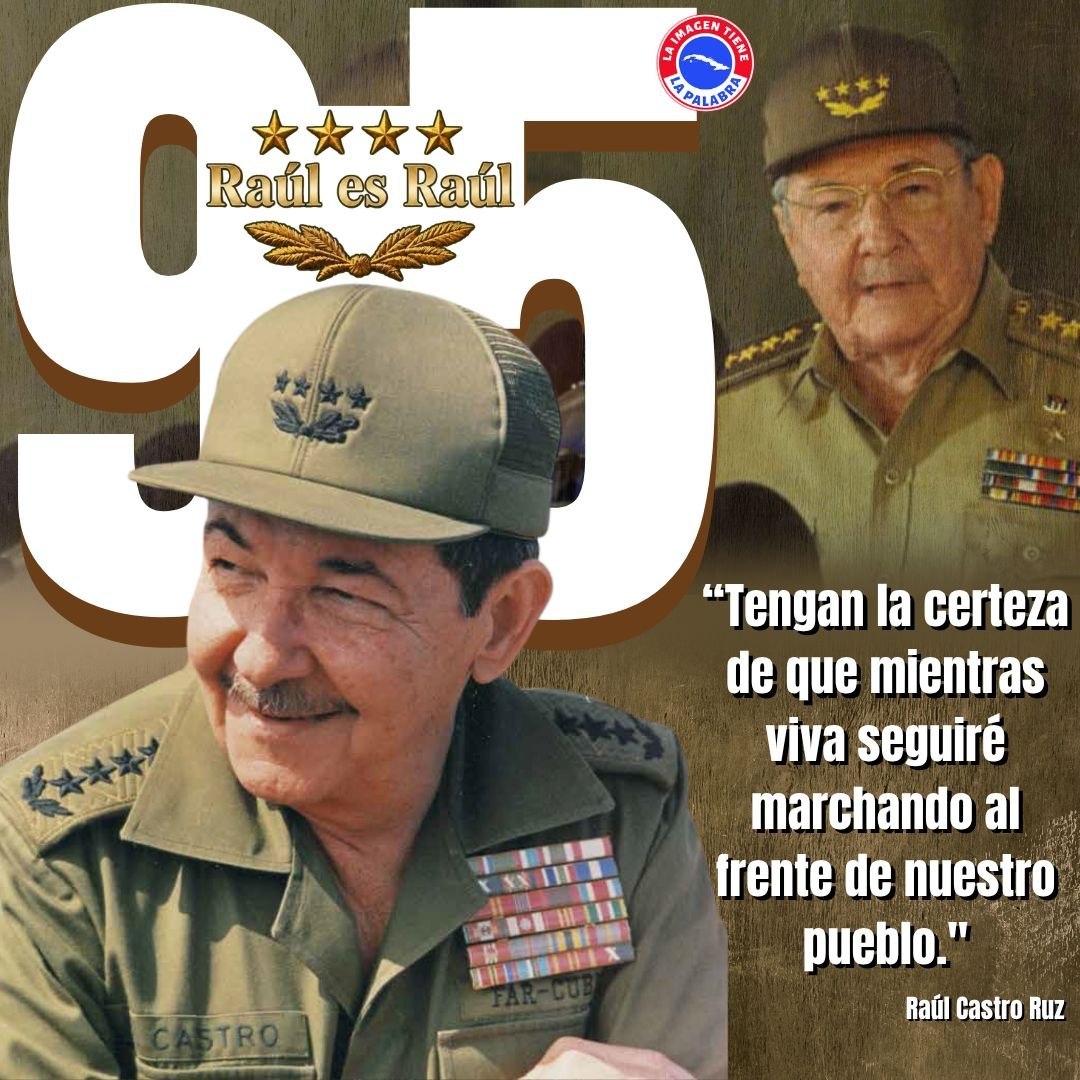 MinfarC's tweet photo. A sus 95 años, Raúl continúa, fusil en ristre, «con el pie en el estribo», una frase suya que se impone al evocar su nombre, por la alta significación de su mensaje. https://t.co/3QdK3Ky4Km