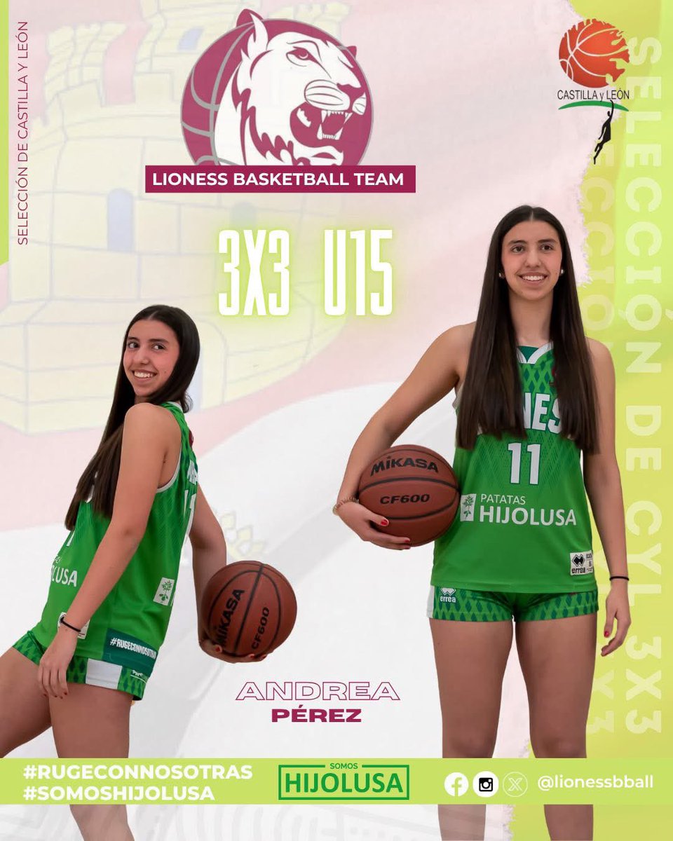 LionessBball's tweet photo. | Selección CyL 3x3 🏀 |

Las selecciones de Castilla y León 3x3 U13 y U15 continúan su preparación, y la próxima concentración tendrá lugar en Ávila los días 6 y 7 de junio.

Andrea Pérez (U15)
Paula Peláez (U13)

¡Enhorabuena! 🤩💪🏻

@hijolusa #Rugeconnosotras #SomosHijolusa💚 https://t.co/PvlOSC6k6F